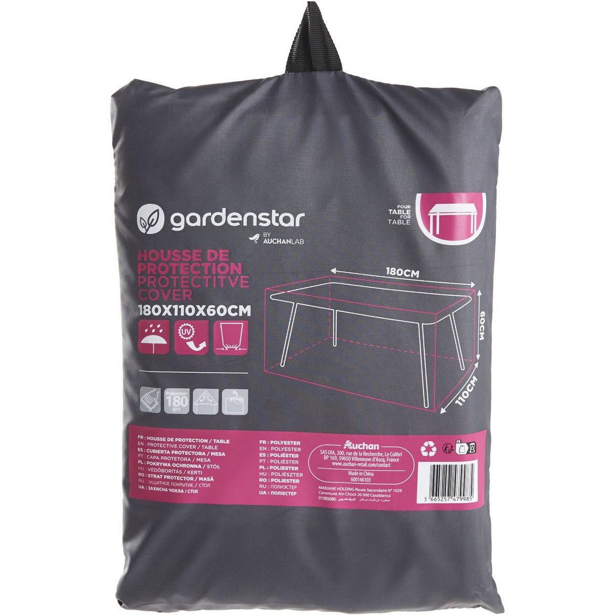 GARDENSTAR Housse de protection Table - Polyester - 180x110x60cm