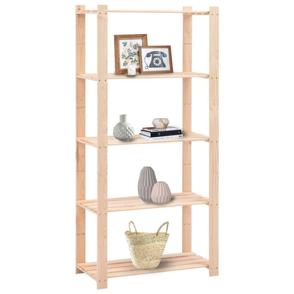 VIDAXL Etagere de stockage 5 niveaux 80x38x170 cm Pin solide 250 kg
