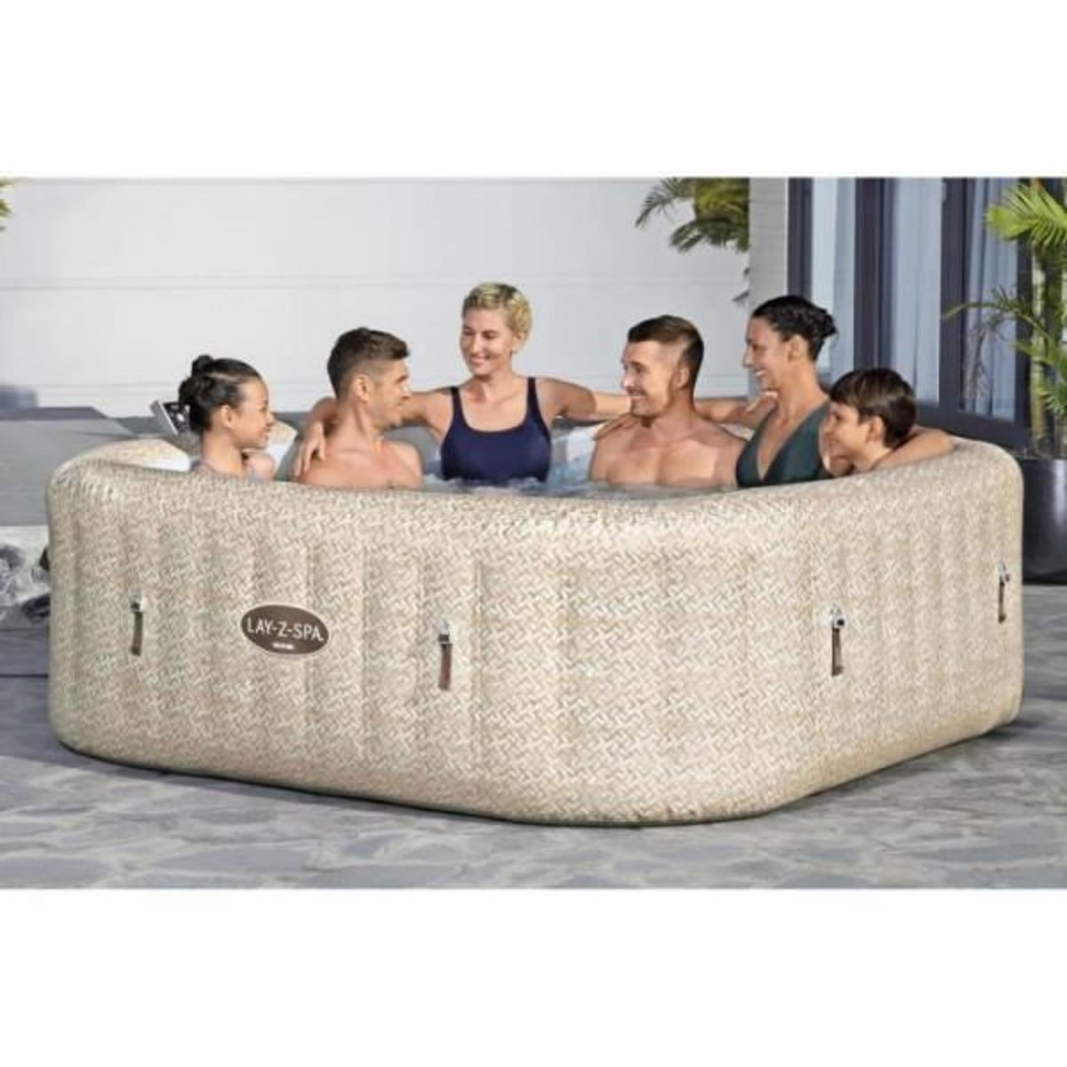 BESTWAY Spa gonflable BESTWAY - Lay-Z-Spa Rome - 180 airjets - 201 x 201 x 71 cm - 5 a 7 places - Carré (couverture, cartouche, diffuse