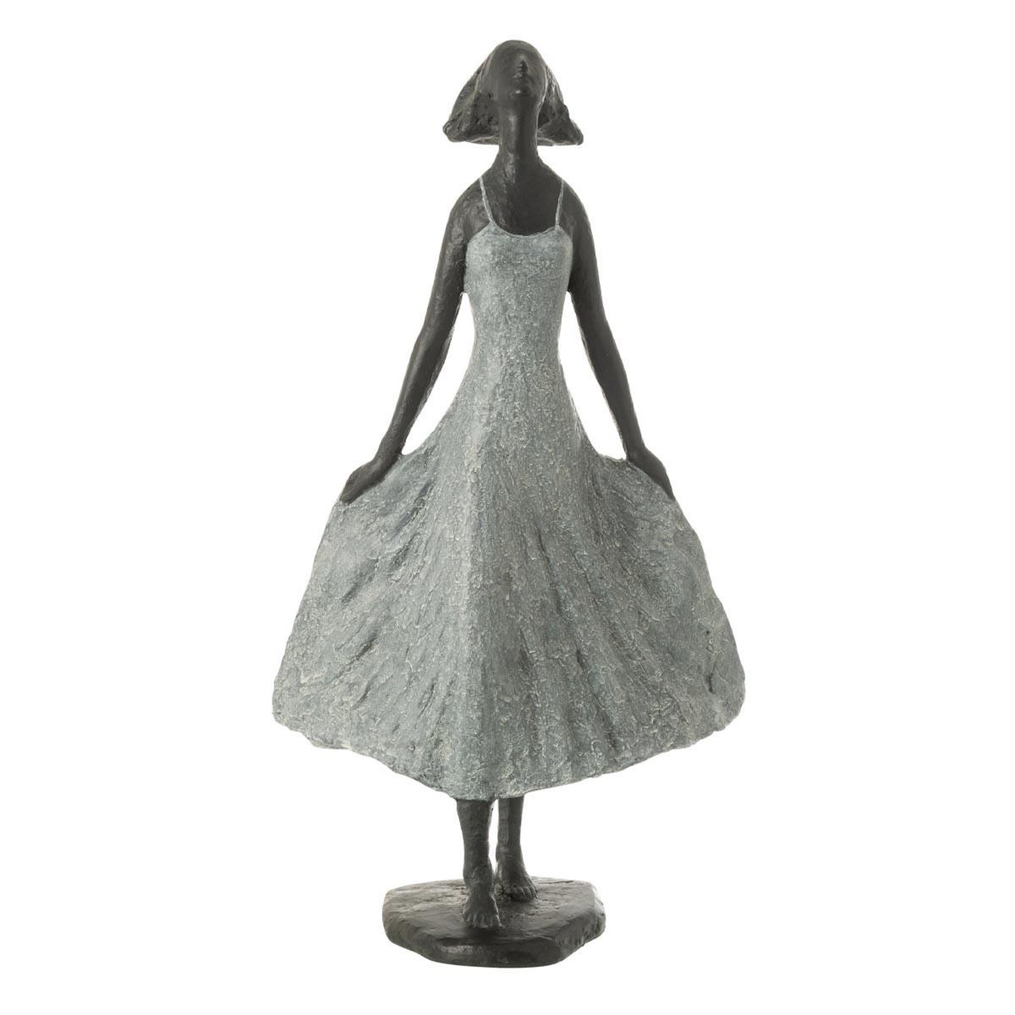 J-LINE Statue fille en résine  ciel  54cm gris