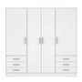 Voir la diapositive 3 : MARKET24 Armoire 4 portes battantes + 6 tiroirs - Bois aggloméré - Blanc mat - L 206,5 x P 60 x H 200 cm - JUPITER