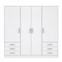 Voir la diapositive 3 : MARKET24 Armoire 4 portes battantes + 6 tiroirs - Bois aggloméré - Blanc mat - L 206,5 x P 60 x H 200 cm - JUPITER