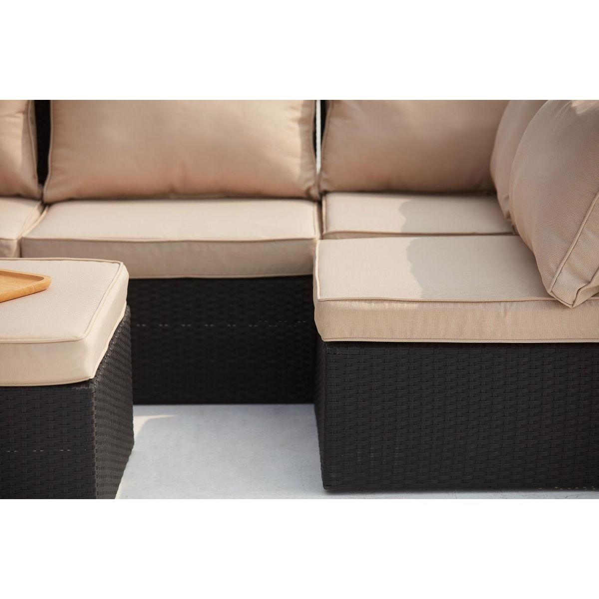 CONCEPT USINE Salon de jardin modulable 5 places en résine tressée blanc MILANO