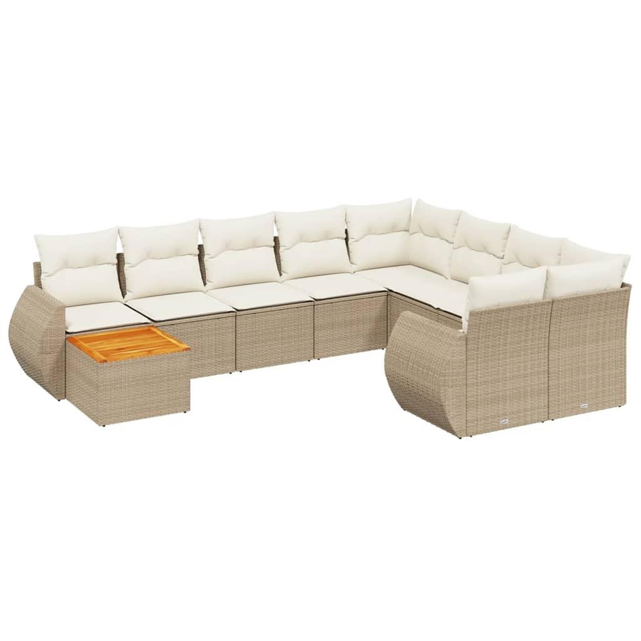 Voir la diapositive 2 : VIDAXL Salon de jardin avec coussins 10 pcs beige resine tressee