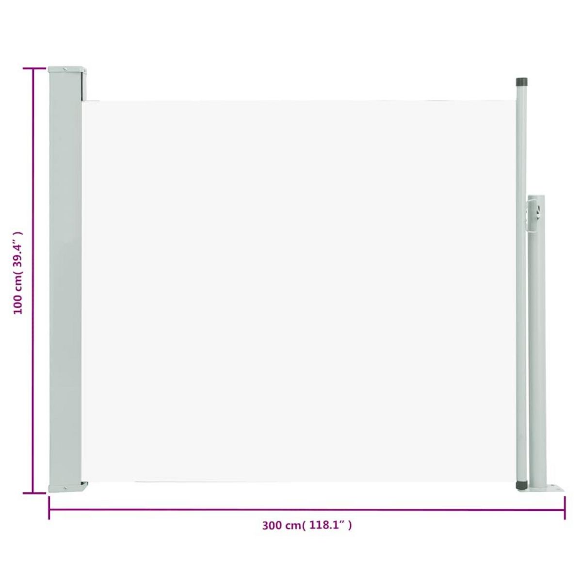 VIDAXL Auvent lateral retractable de patio 100x300 cm Creme