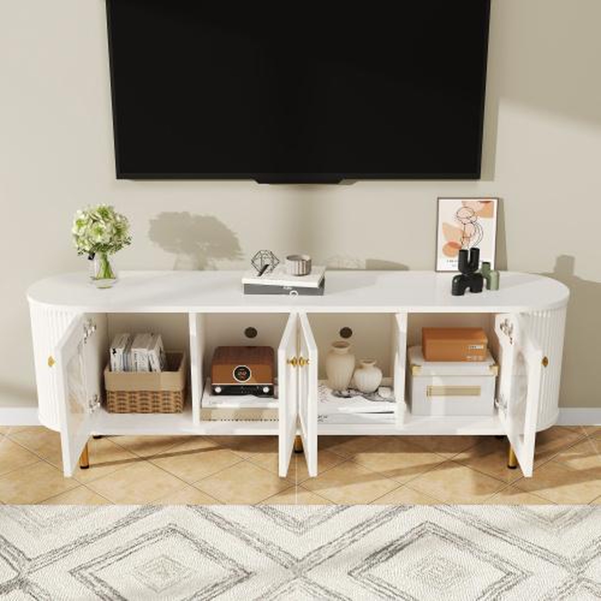 Voir la diapositive 5 : MERAX Meuble tv blanc 170 cm mdf