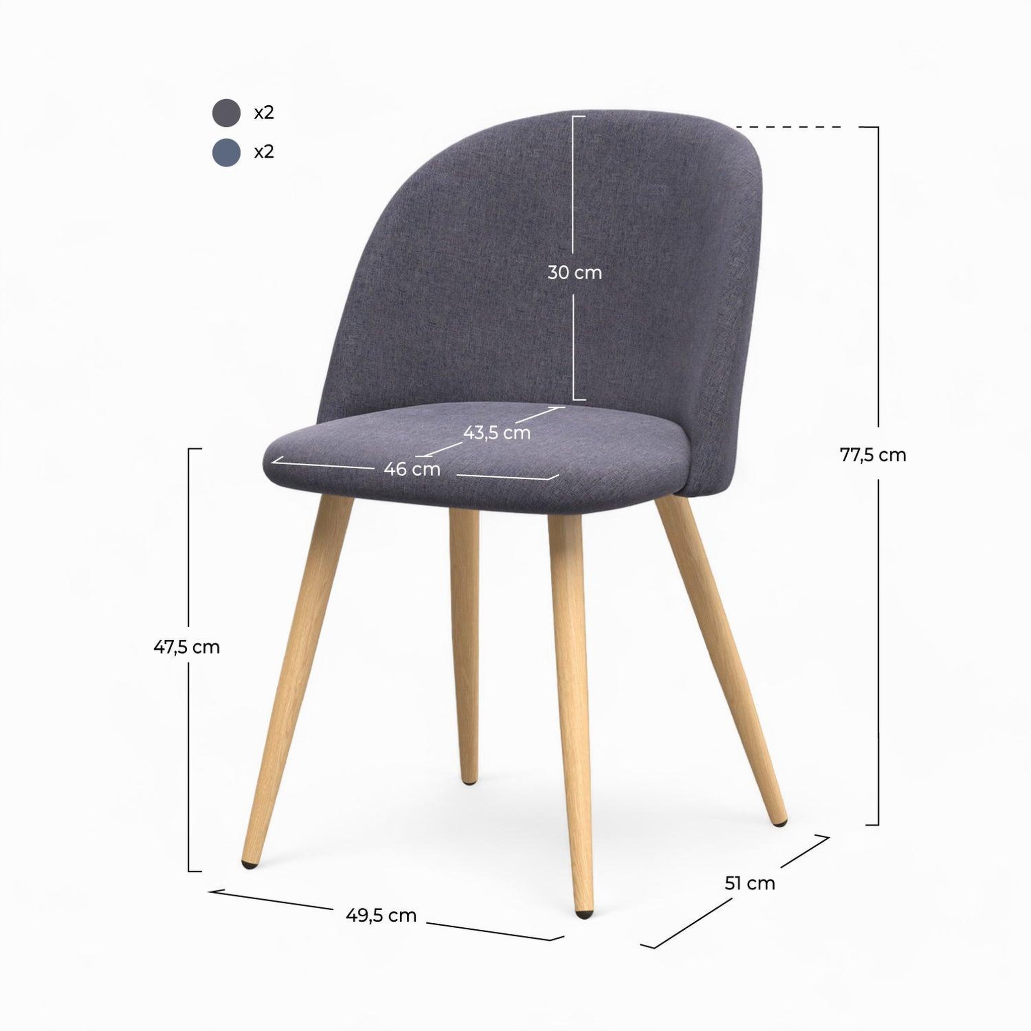 Voir la diapositive 4 : MAISON PAVANE Pack 4 chaises en tissu gris foncé et gris clair-cozy