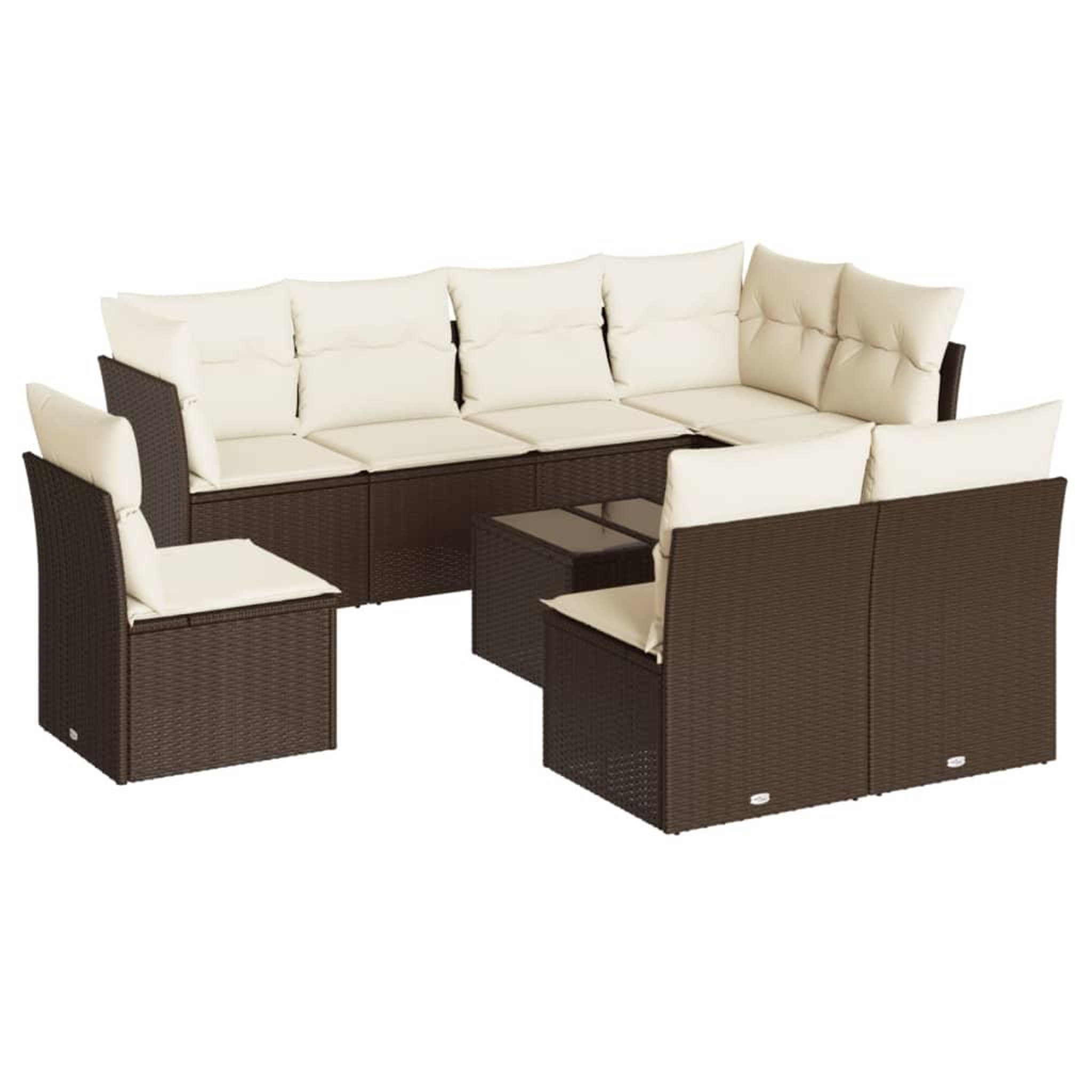 Voir la diapositive 2 : VIDAXL Salon de jardin avec coussins 9 pcs marron resine tressee