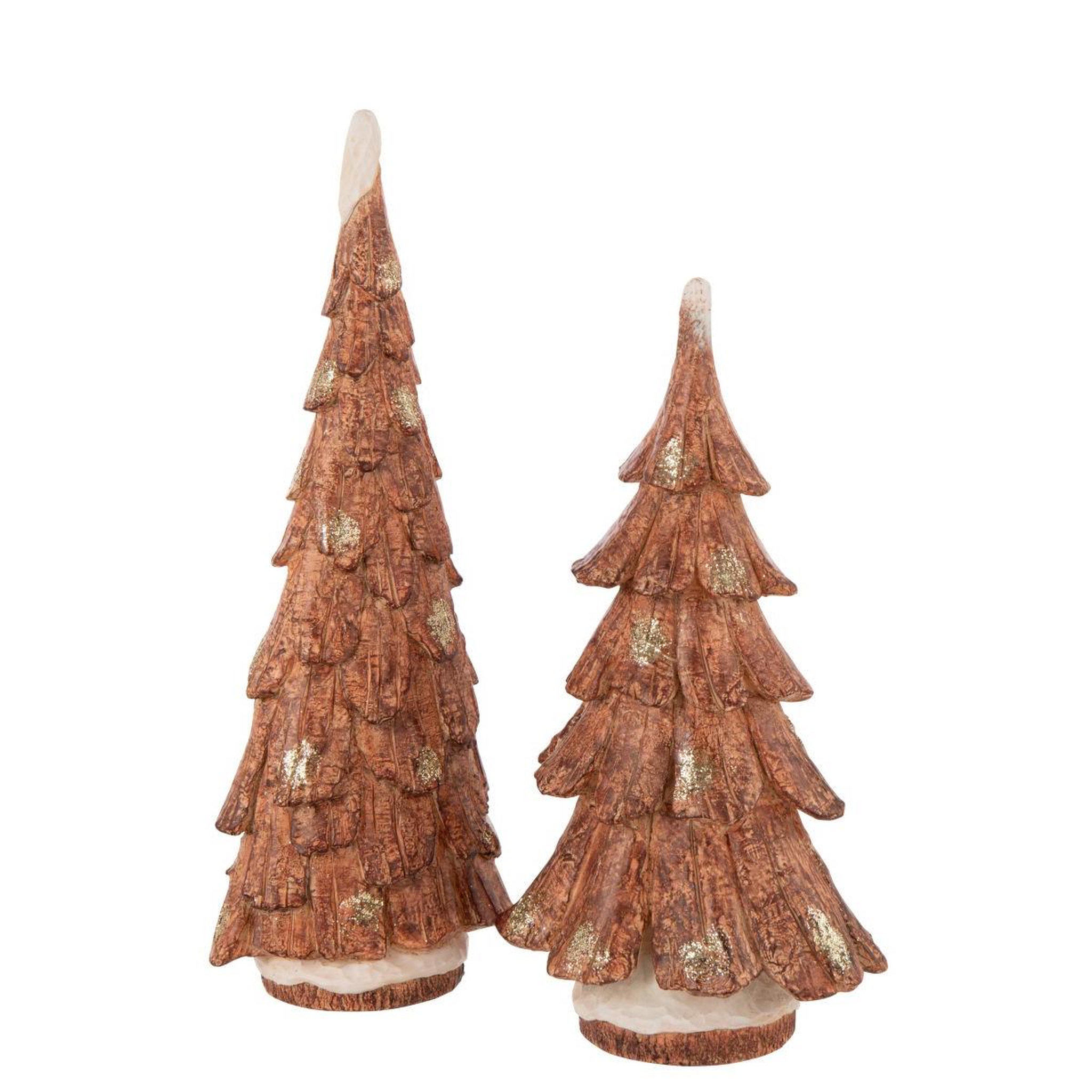 Voir la diapositive 2 : J-LINE Sapin déco en résine  imitation bois  46cm marron