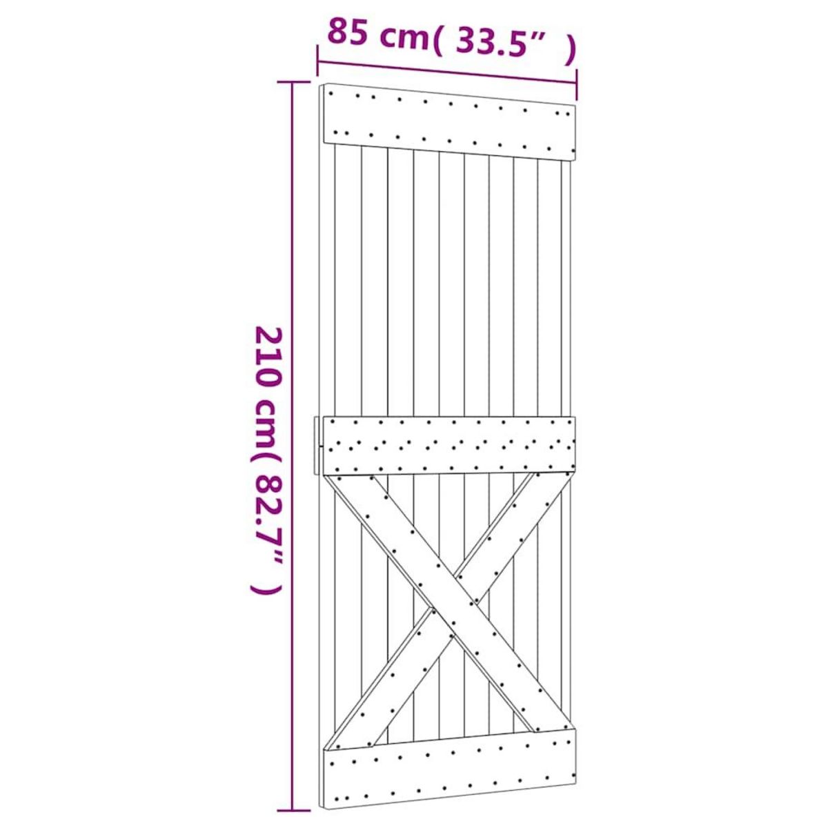 VIDAXL Porte NARVIK 85x210 cm bois massif de pin
