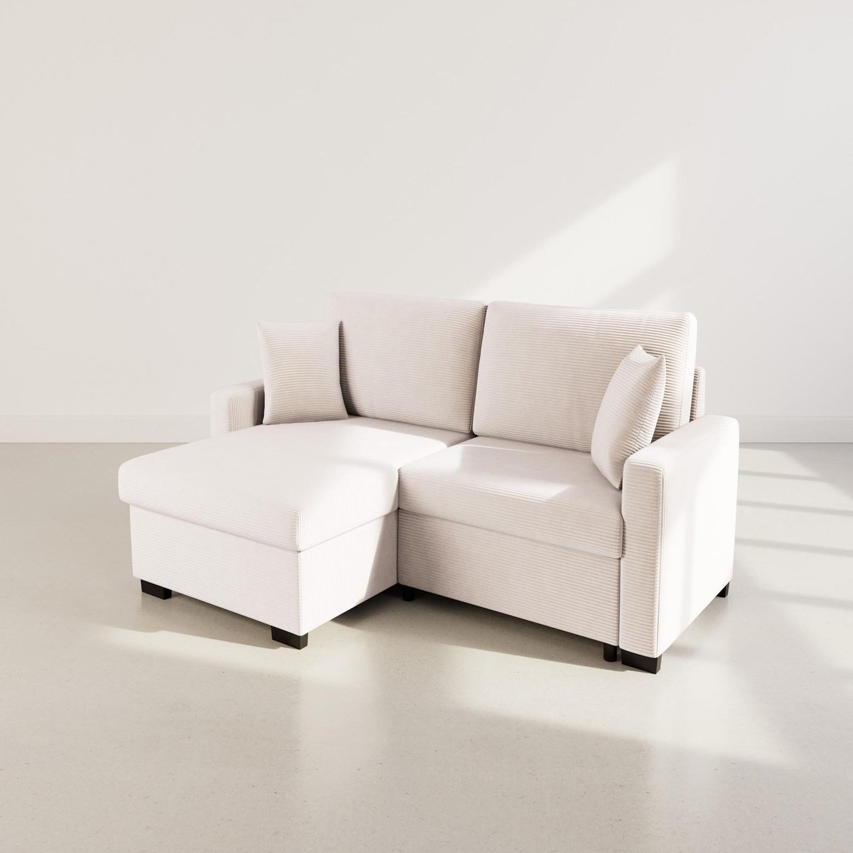 BEST MOBILIER Gisele - canapé d'angle réversible 4 places convertible avec coffre en velours côtelé