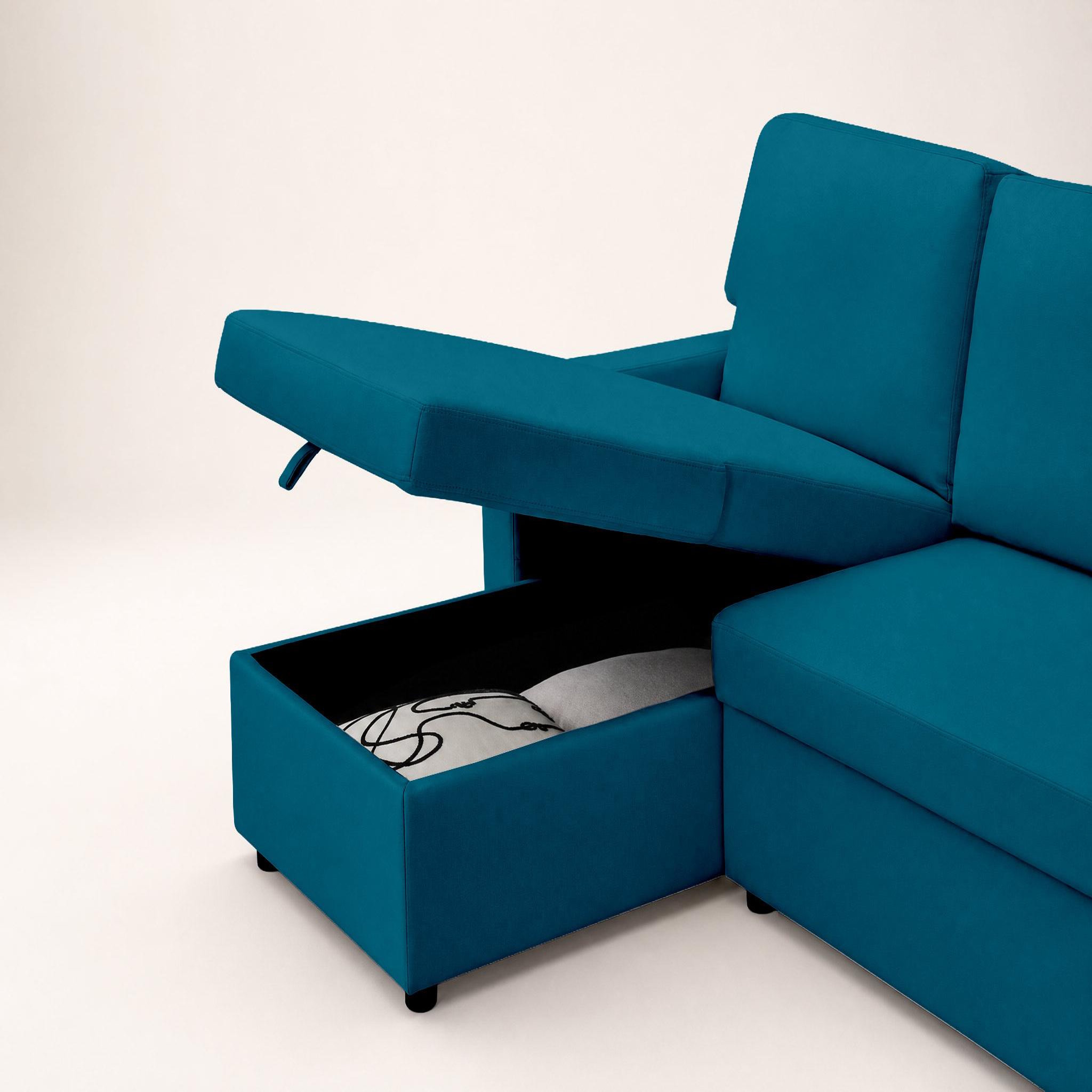 Voir la diapositive 5 : BEST MOBILIER Meiya - canapé d'angle réversible 4 places convertible avec coffre en tissu