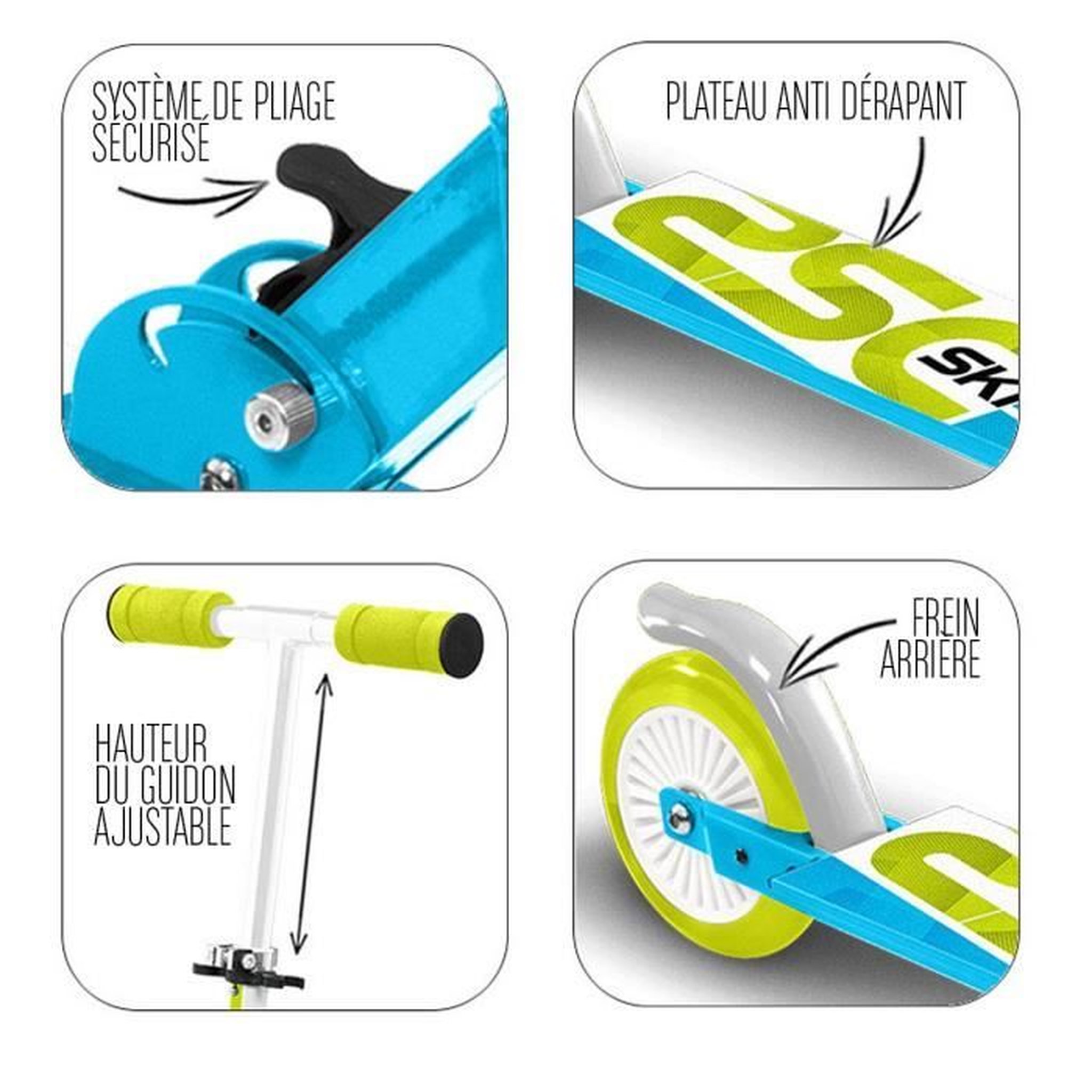 Voir la diapositive 2 : Trottinette pliable - bleue 