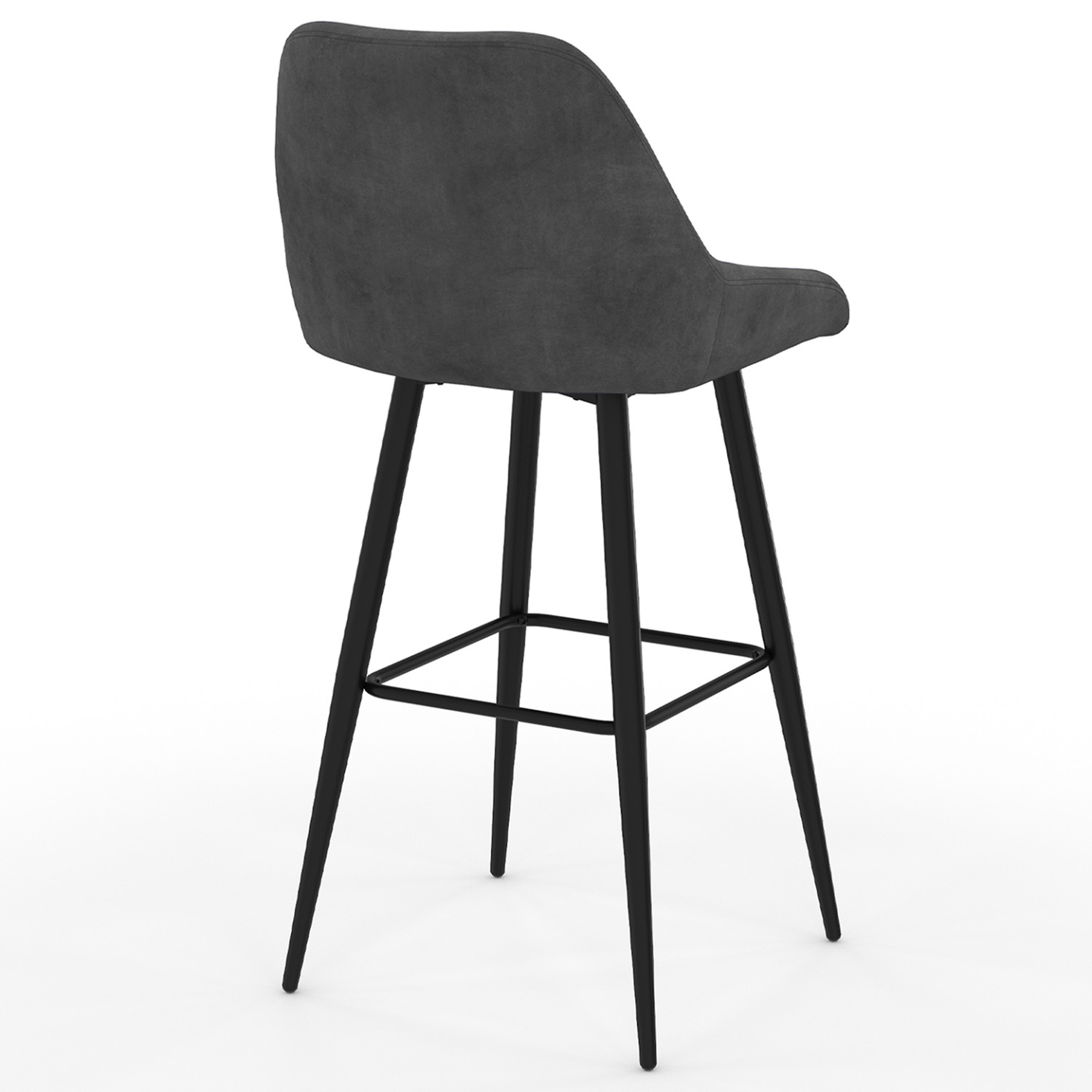 Voir la diapositive 4 : ID MARKET Lot de 4 tabourets de bar thalya en velours gris foncé avec demi-accoudoirs
