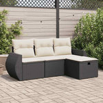 VIDAXL Salon de jardin 4 pcs avec coussins noir resine tressee