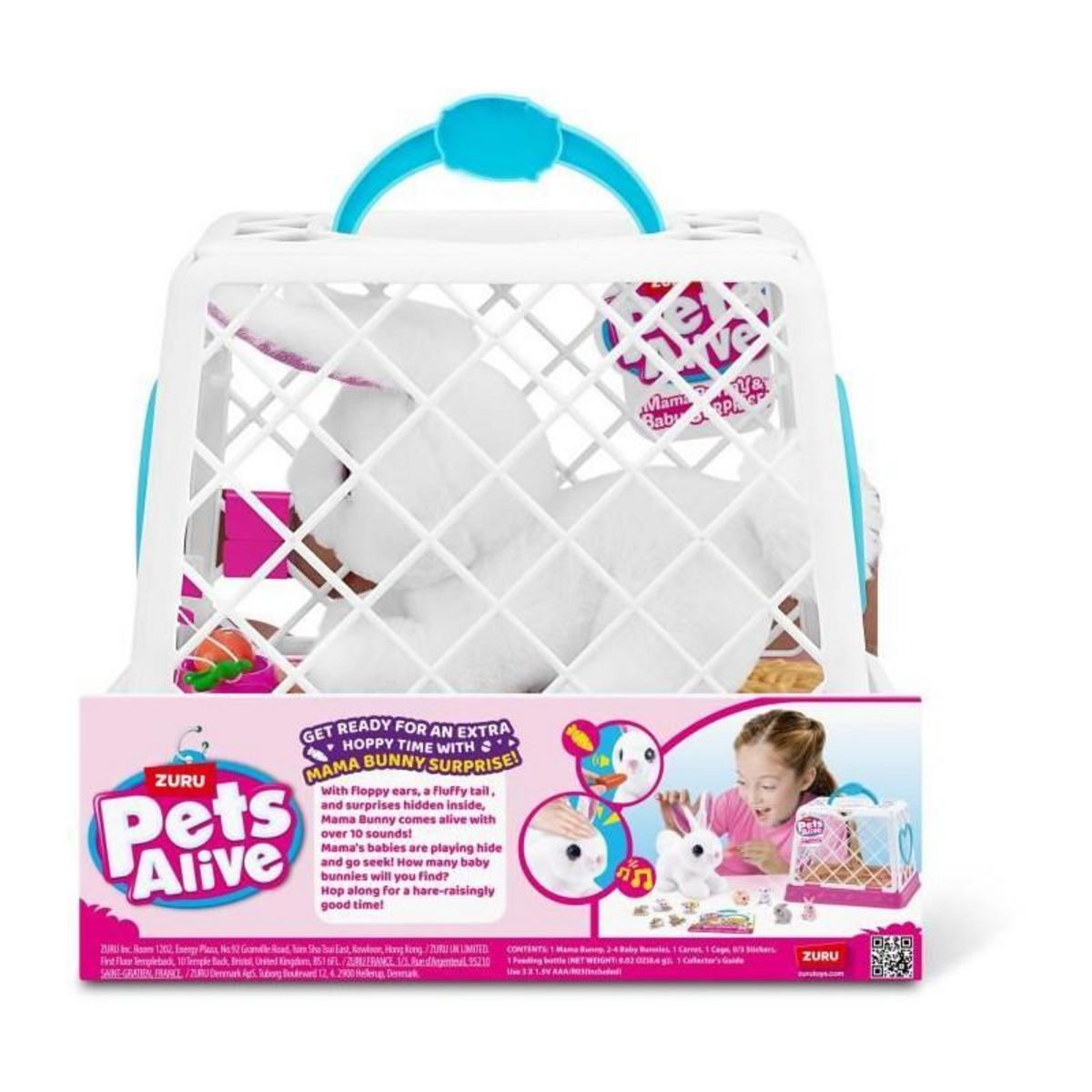 ZURU Jeu interactif - ZURU - PETS ALIVE Mama Bunny & Baby - Lapin sonore - 10 sons - Bébés surprises