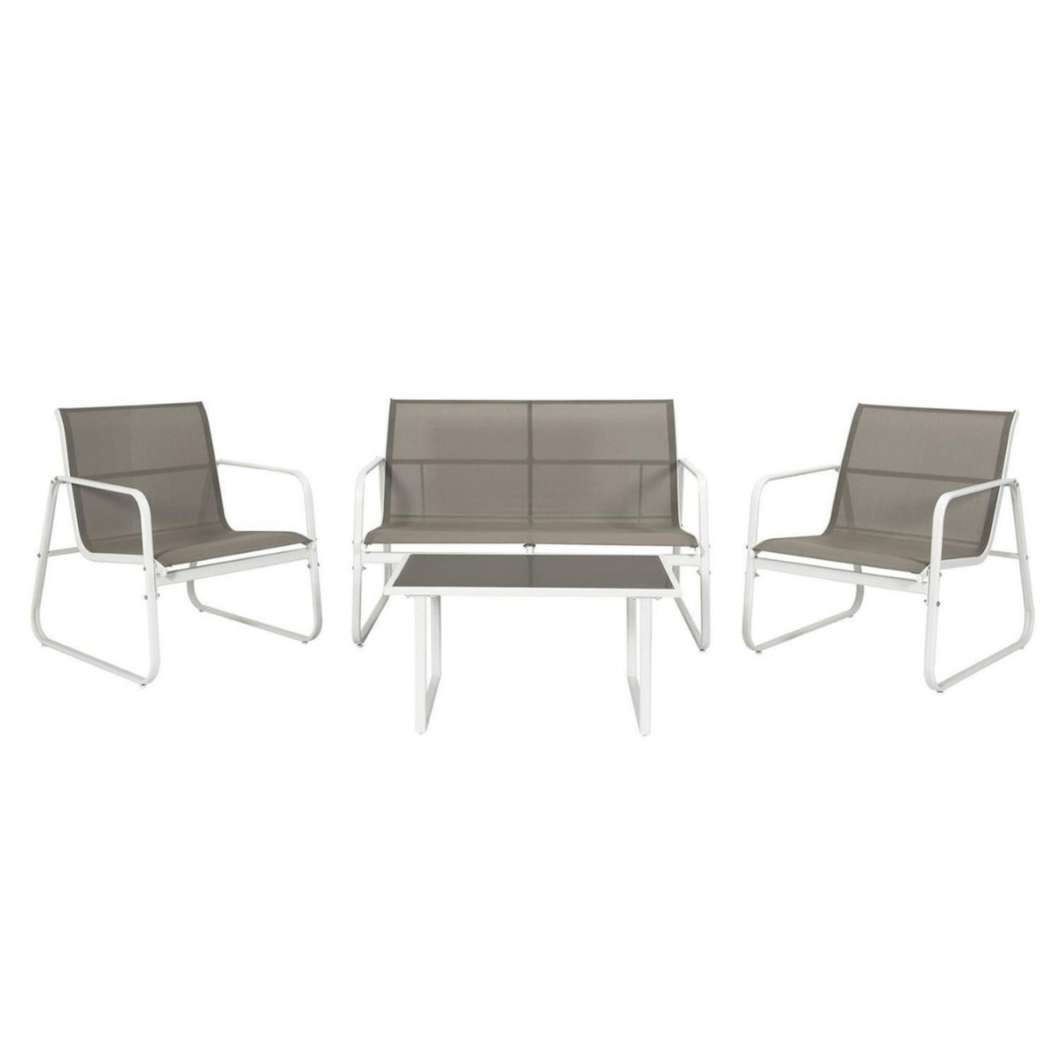 The Home Deco Factory Salon de jardin en texaline et métal 4 places SAMOA - Mocha