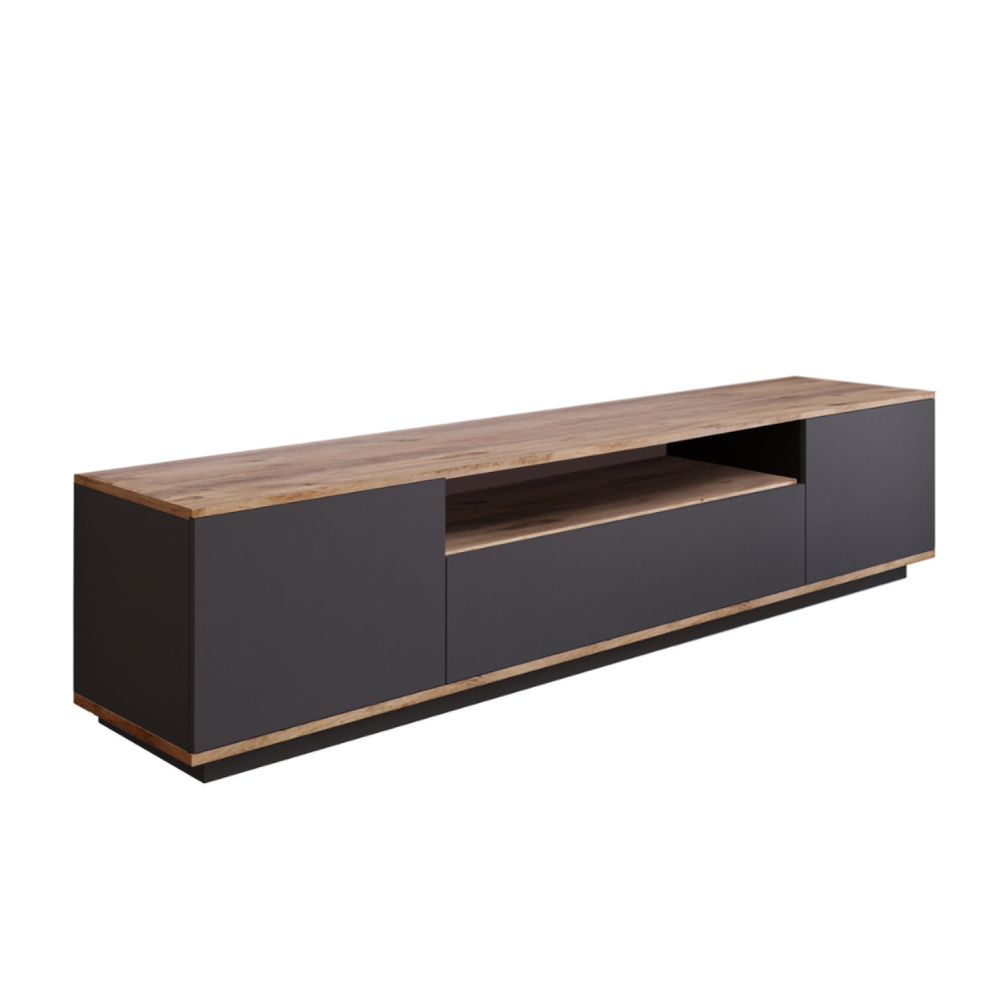 CONCEPT USINE Meuble tv gris et bois 180 cm tyro