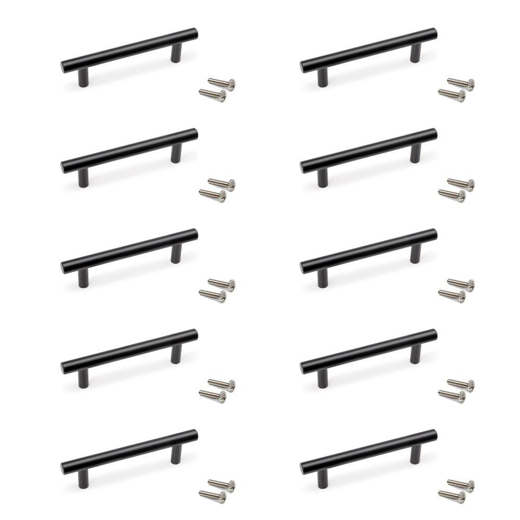EMUCA SRL Lot de 10 poignées pour meubles Orlando -  L136mm -  entraxe 96mm -  Acier -  Peint en noir