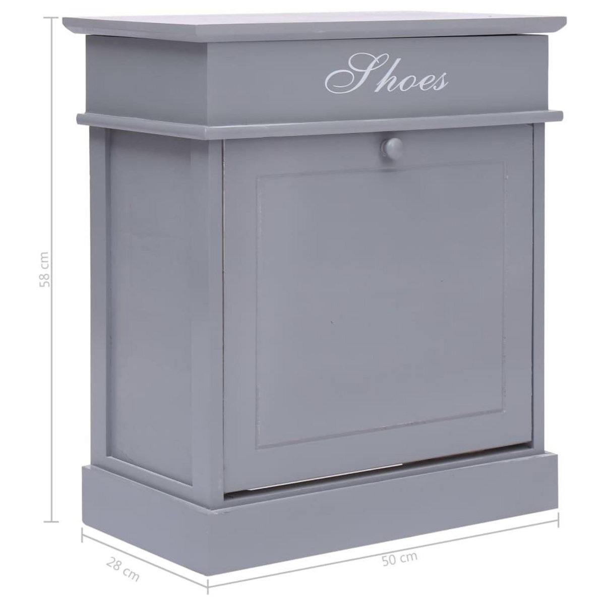 VIDAXL Armoire a chaussures Gris 50 x 28 x 58 cm Bois de Paulownia