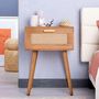 Voir la diapositive 3 : IDIMEX Table de chevet KIRAN 1 tiroir, en bois et lin