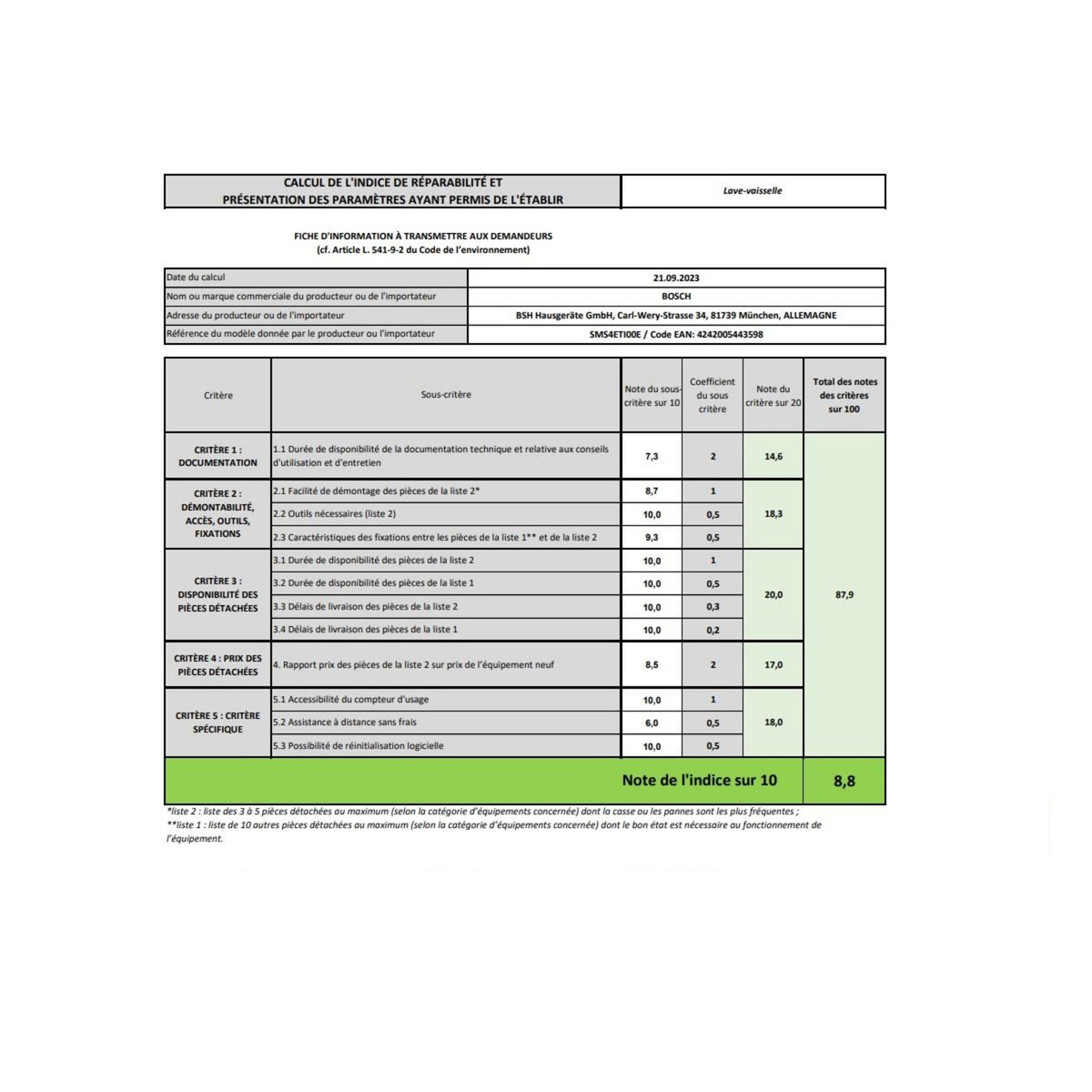 BOSCH Lave-vaisselle 60cm 13 couverts 44db - SMS4ETI00E