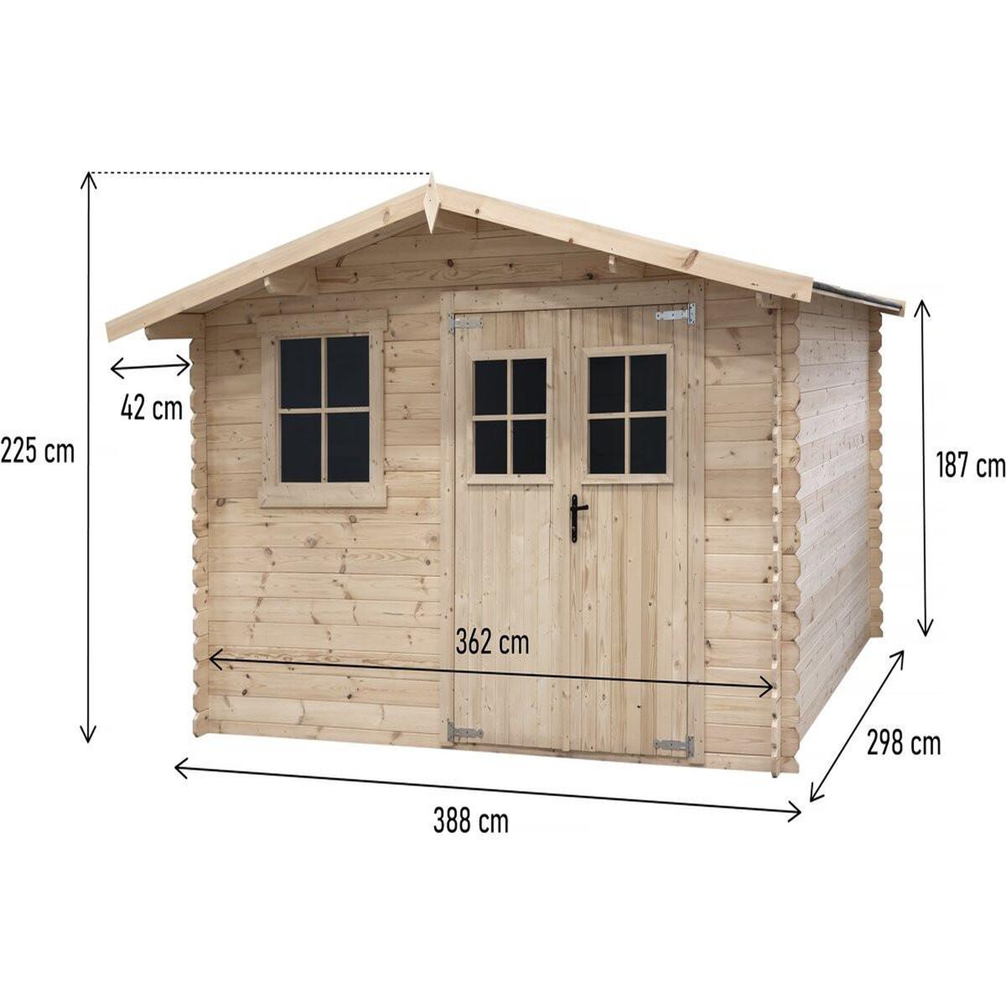 Voir la diapositive 3 : Habitat et Jardin Abri de jardin en bois 14m²  oz  - 388 x 298 x 225 cm - 28 mm