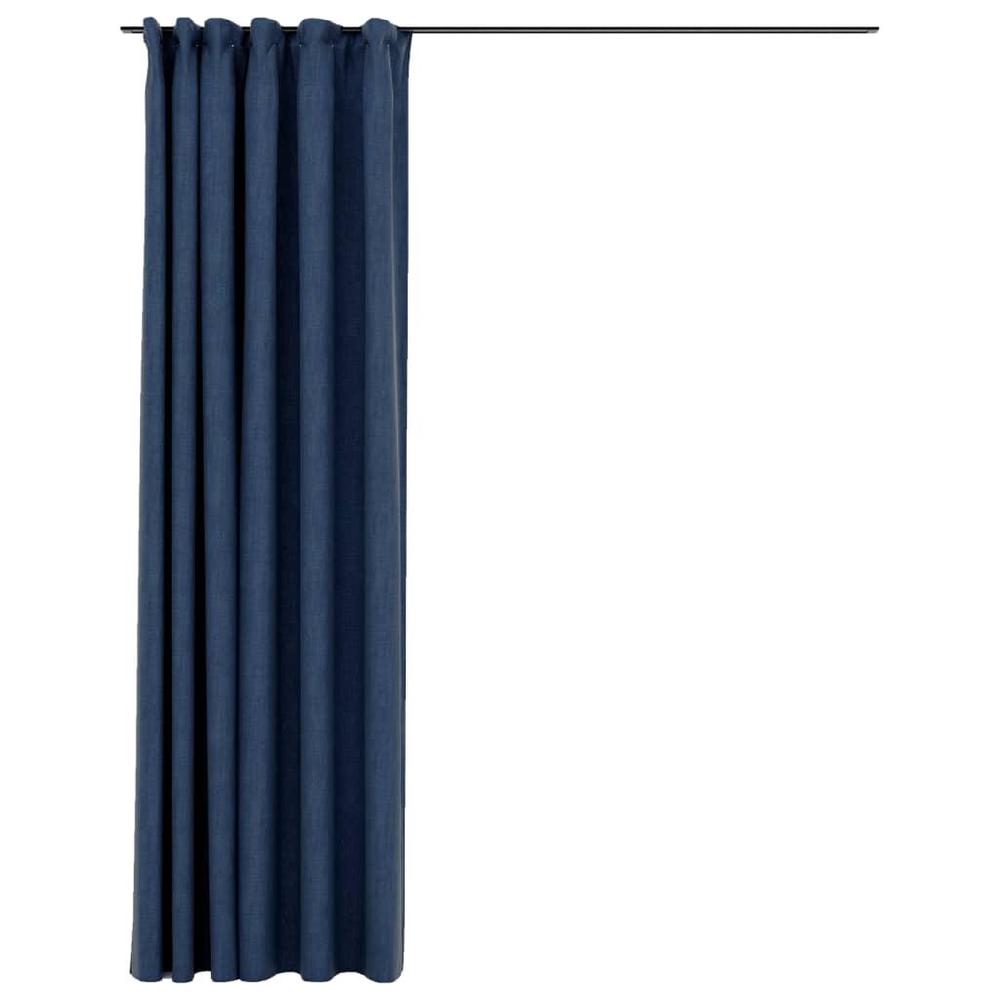 Voir la diapositive 2 : VIDAXL Rideau occultant d'aspect de lin avec crochets Bleu 290x245 cm