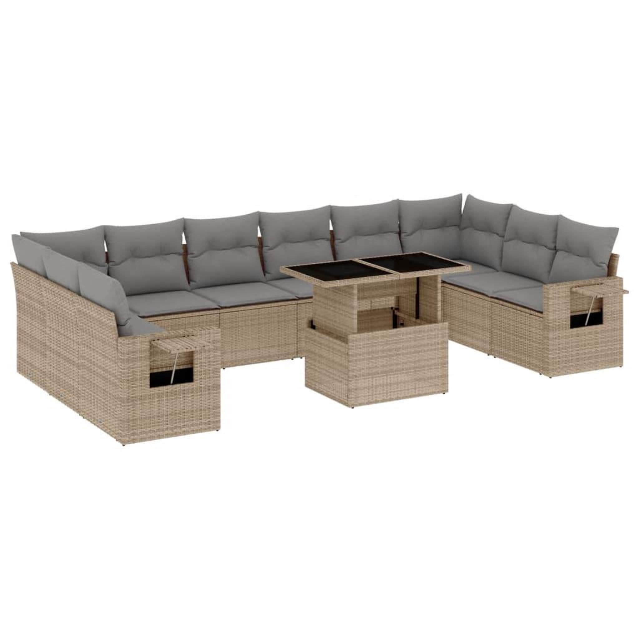 Voir la diapositive 2 : VIDAXL Salon de jardin 11 pcs avec coussins beige resine tressee