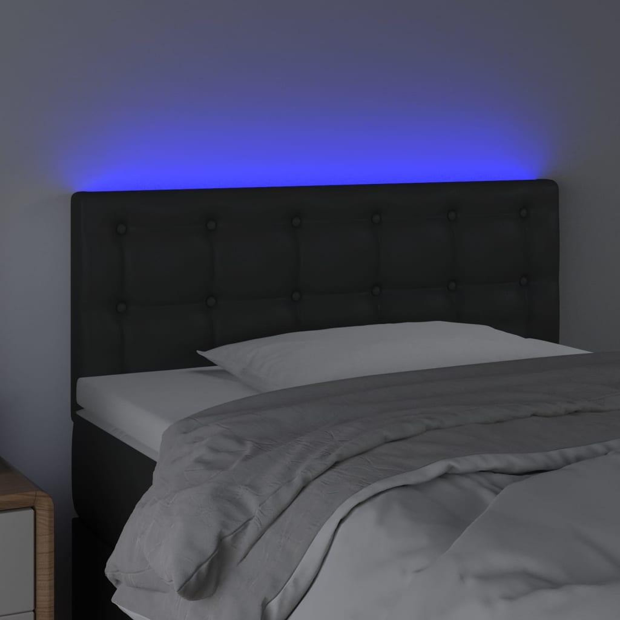 Voir la diapositive 3 : VIDAXL Tete de lit a LED Noir 90x5x78/88 cm Similicuir
