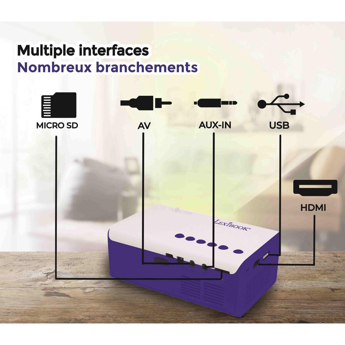 Lexibook Mini projecteur vidéo portable pour films, photos et jeux