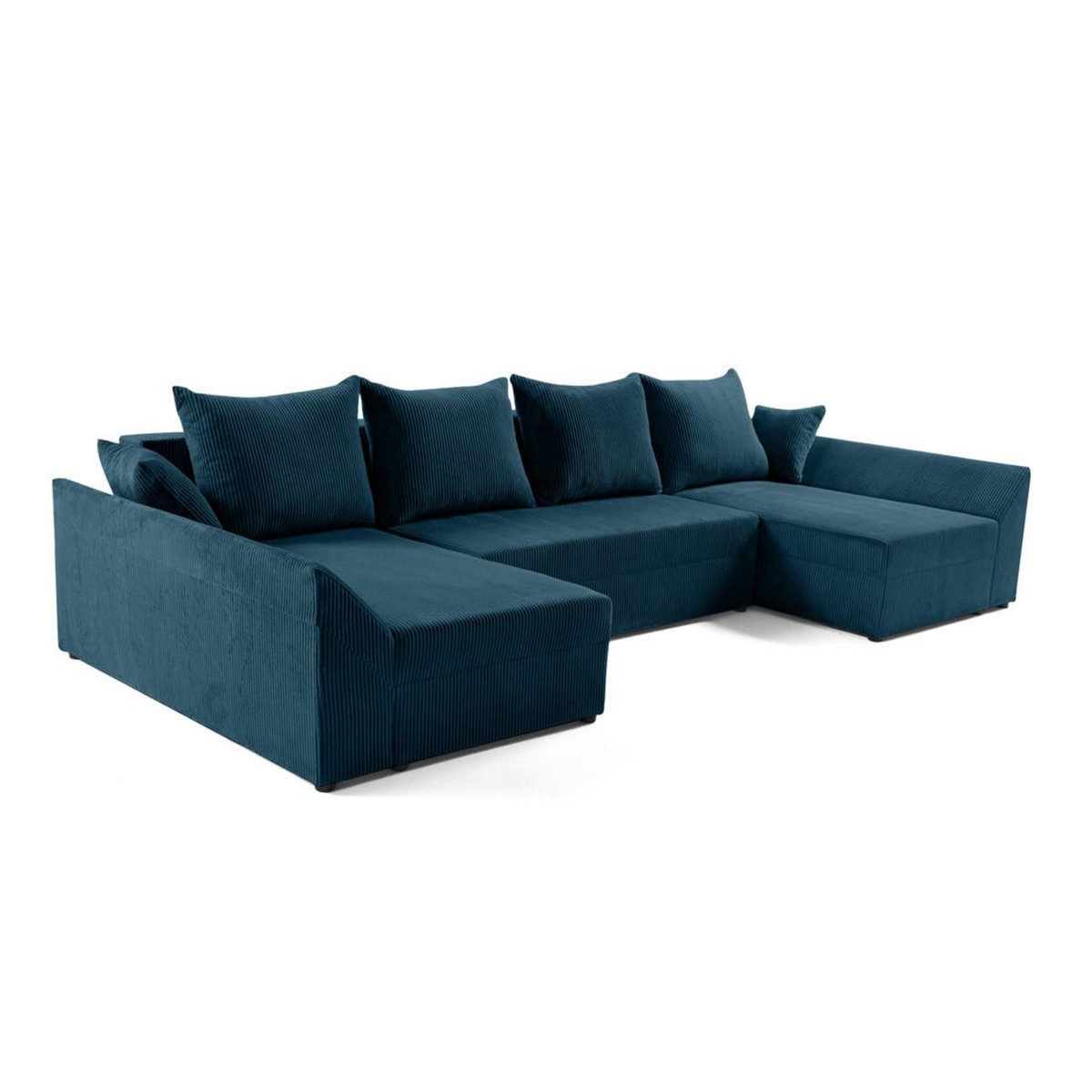 BEST MOBILIER Mike - canapé panoramique en u - 7 places - convertible avec coffre - en velours côtelé