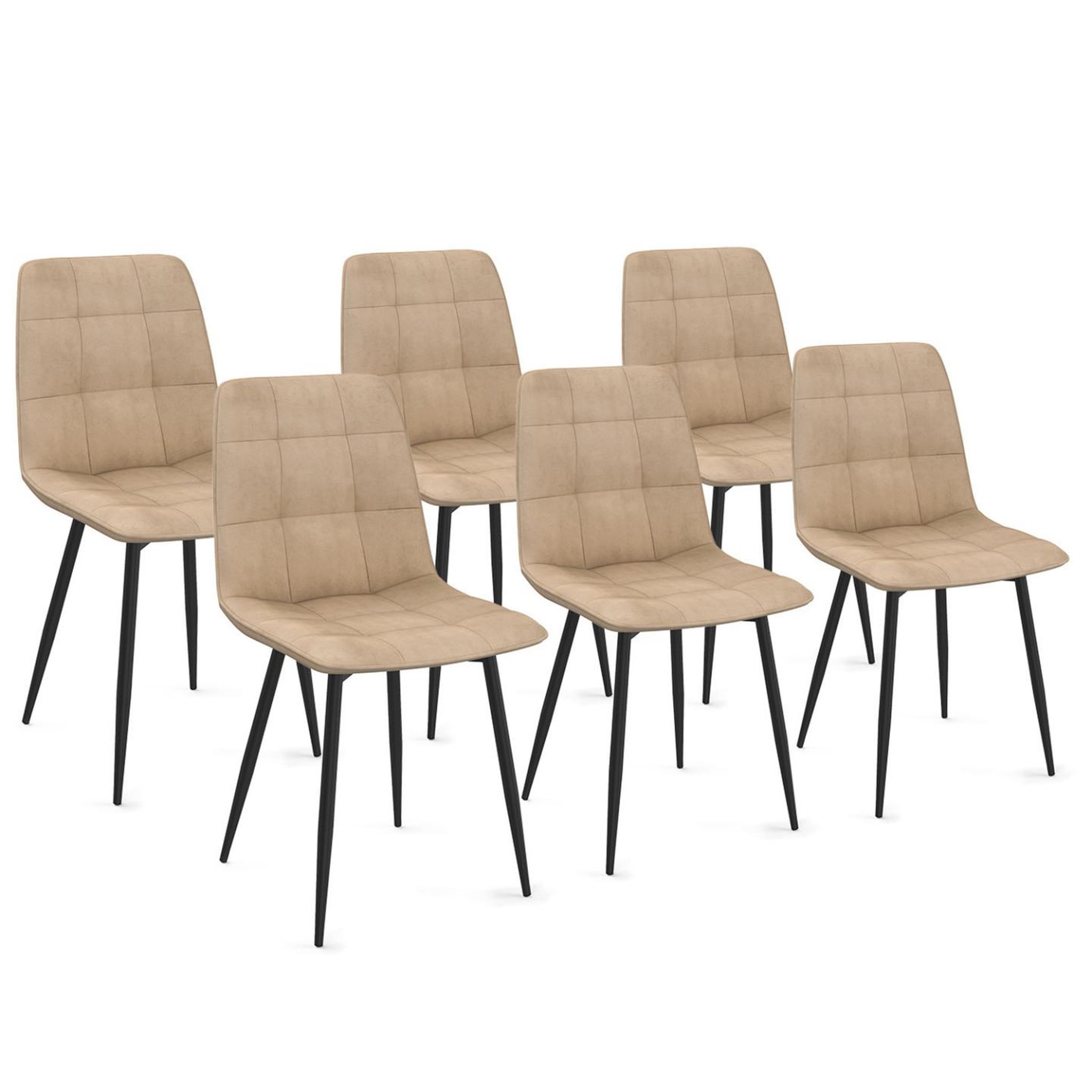 ID MARKET Lot de 6 chaises mila en velours taupe pour salle à manger