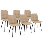 ID MARKET Lot de 6 chaises MILA en velours taupe pour salle à manger