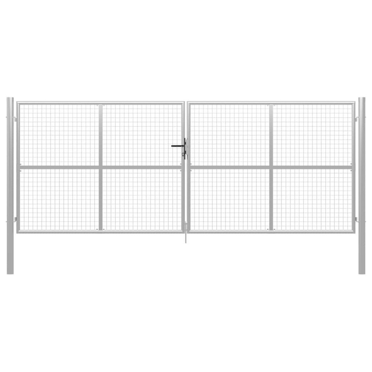 VIDAXL Porte de jardin Acier galvanise 415x200 cm Argente