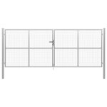 VIDAXL Porte de jardin Acier galvanise 415x200 cm Argente