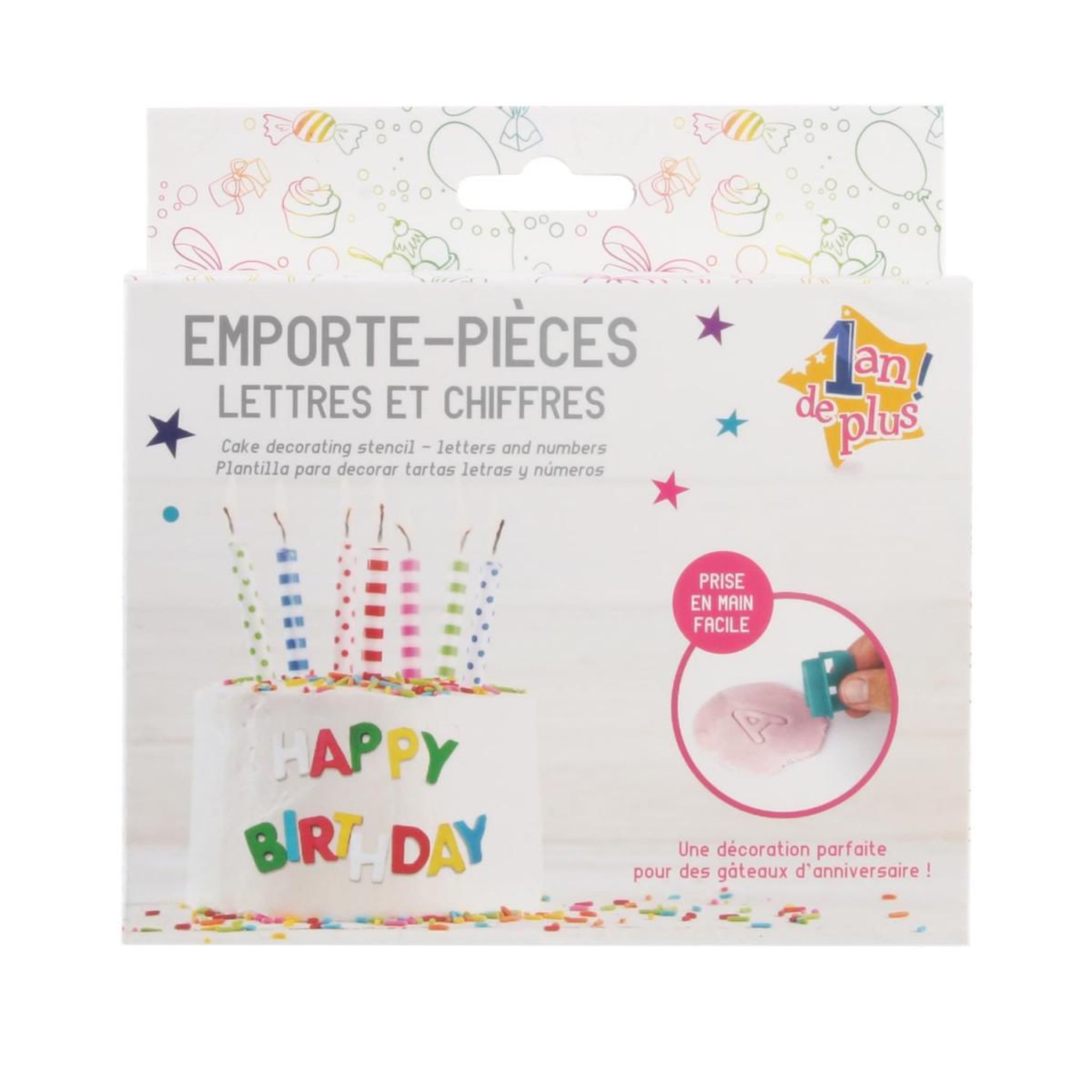 Voir la diapositive 4 : PARTY TIME Emporte-pièces  lettres & chiffres  3cm bleu