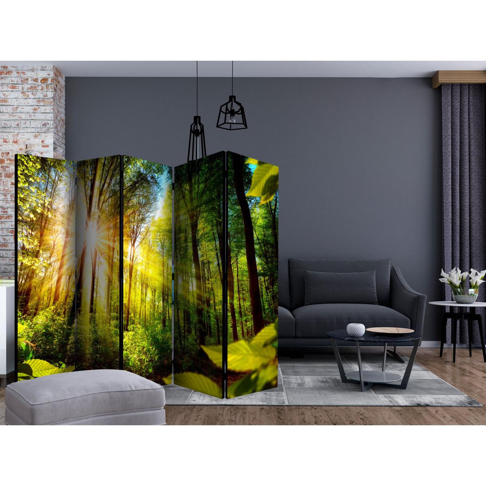 Voir la diapositive 2 : Paris Prix Paravent 5 volets  forest hideout  172x225cm