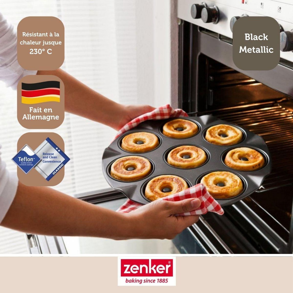 ZENKER Ensemble de 2 Moules pour 16 beignets au four 33 cm Zenker Black Metallic