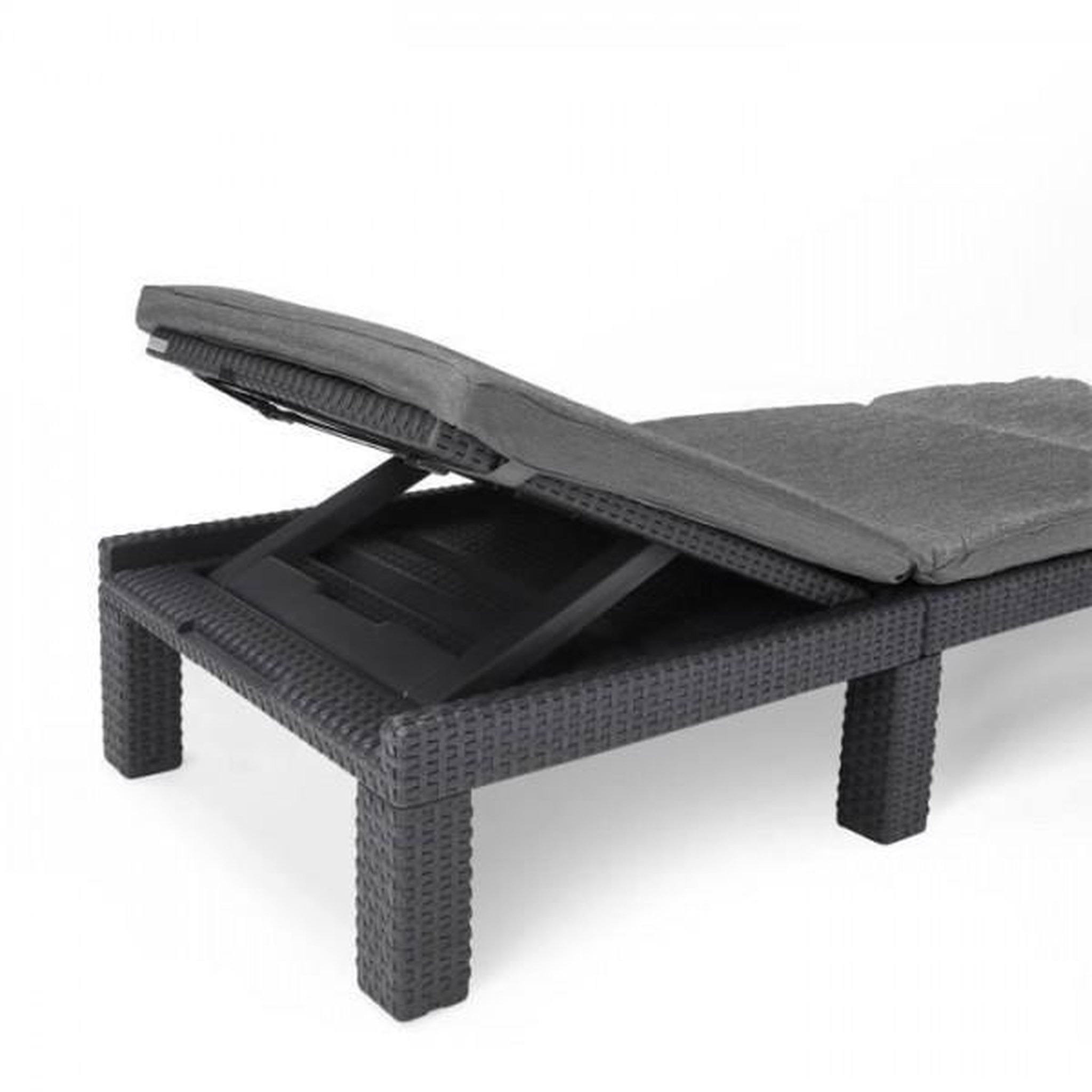 Voir la diapositive 3 : ALLIBERT by KETER Transat Bain de soleil - Allibert by KETER – DAYTONA – en résine imitation rotin tressé – coussin – dossier réglable - gris g