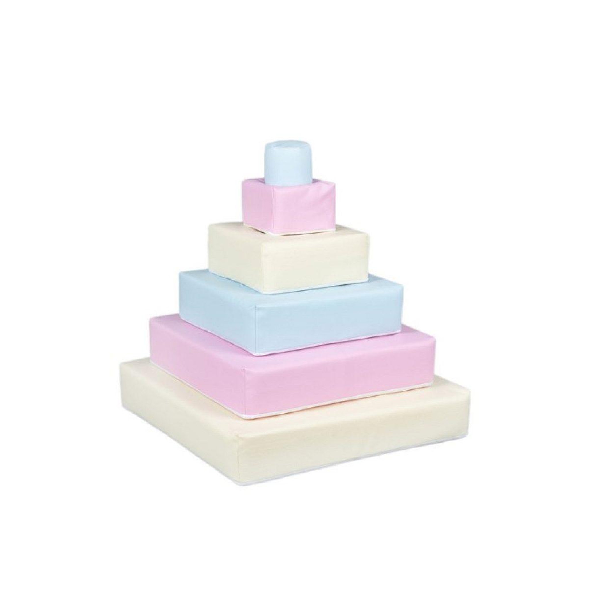VELINDA Pyramide- lot de 6 gros blocs blanc rose pastel bleu pastel