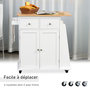 Voir la diapositive 6 : HOMCOM Desserte de cuisine multi rangements 2 tiroirs placard 2 portes avec étagère 3 range-bouteilles porte-torchons MDF hévéa