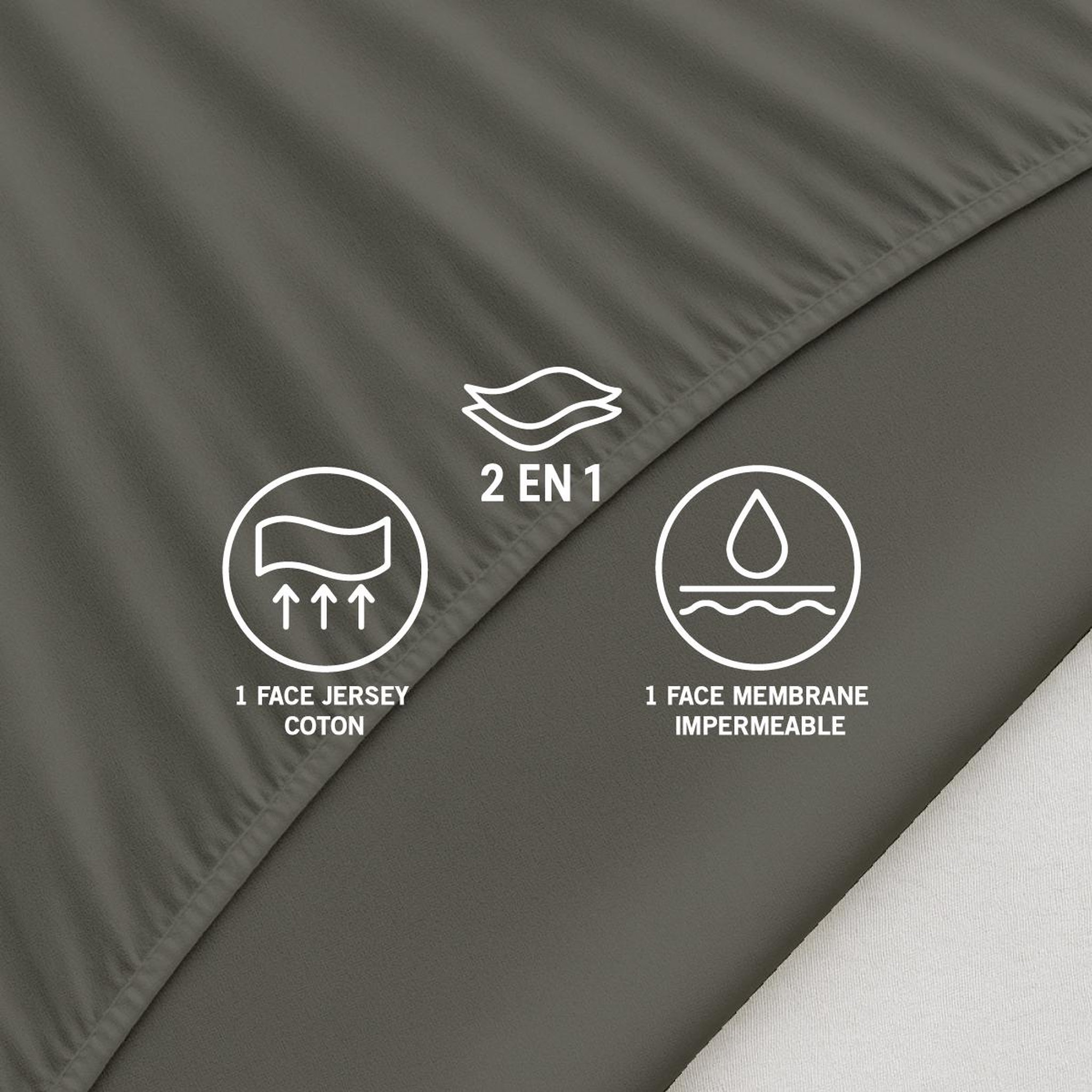 Voir la diapositive 6 : DODO Drap Housse 2 en 1 - Alèse Imperméable intégrée - Coloris Sable