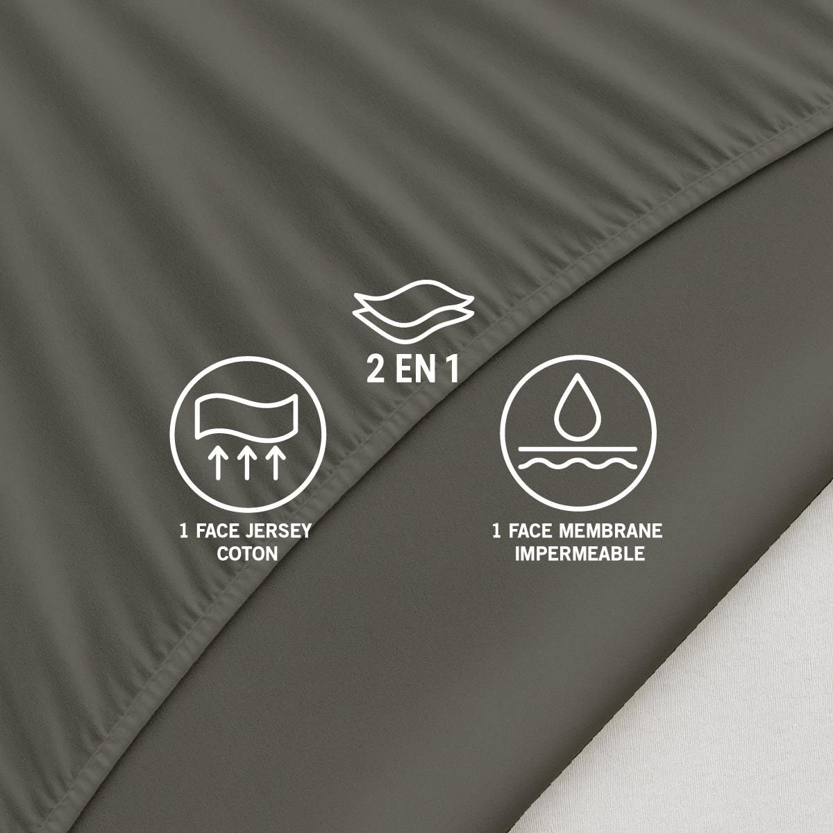 DODO Drap Housse 2 en 1 - Alèse Imperméable intégrée - Coloris Sable