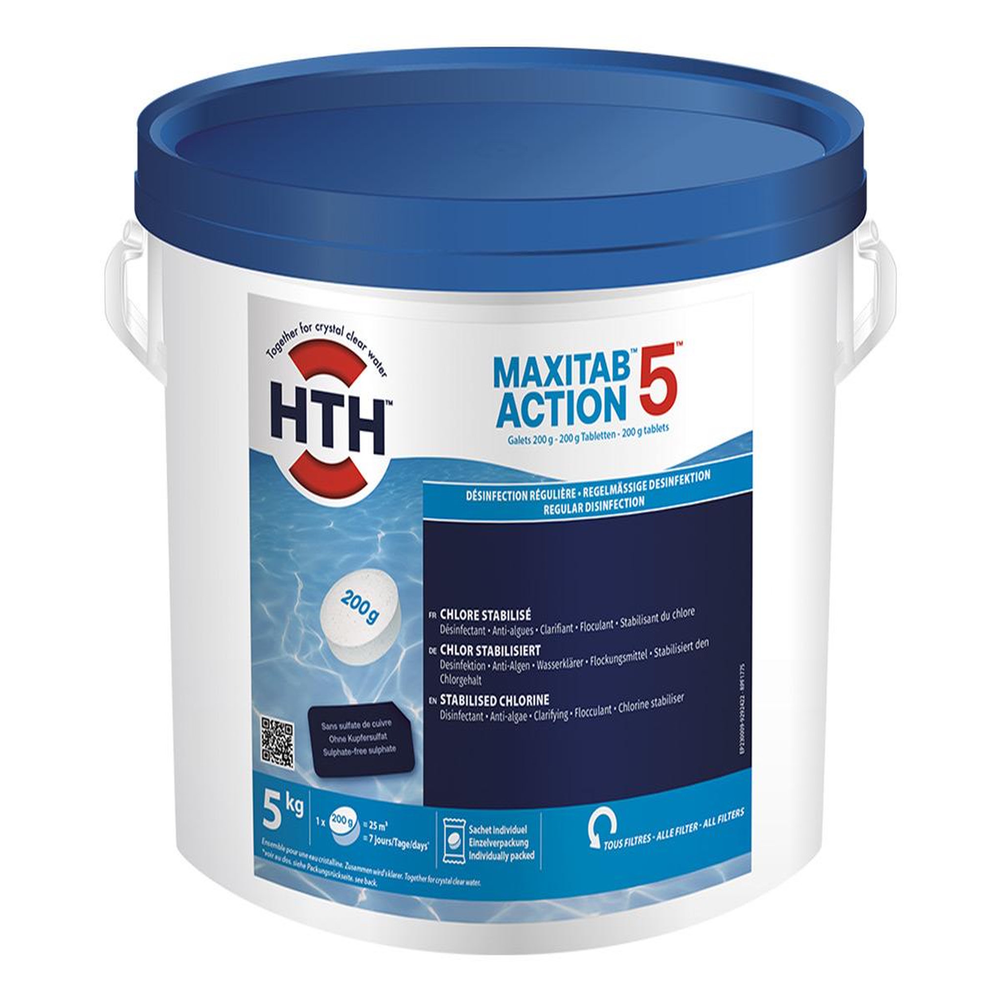 HTH Chlore 5 actions en galets Maxitab 5 kg - HTH