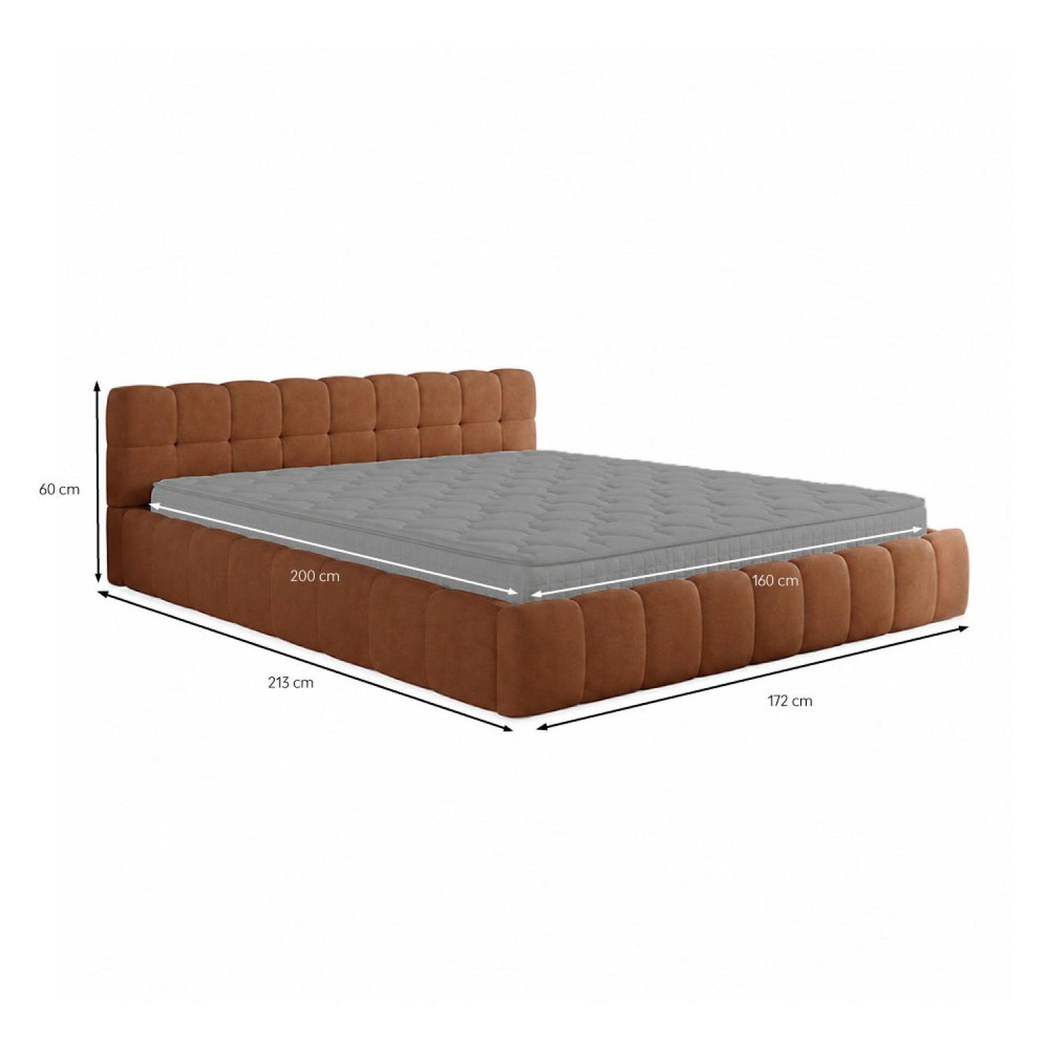 Voir la diapositive 3 : CONCEPT USINE Lit nuage 160x200cm en velours marron kansas
