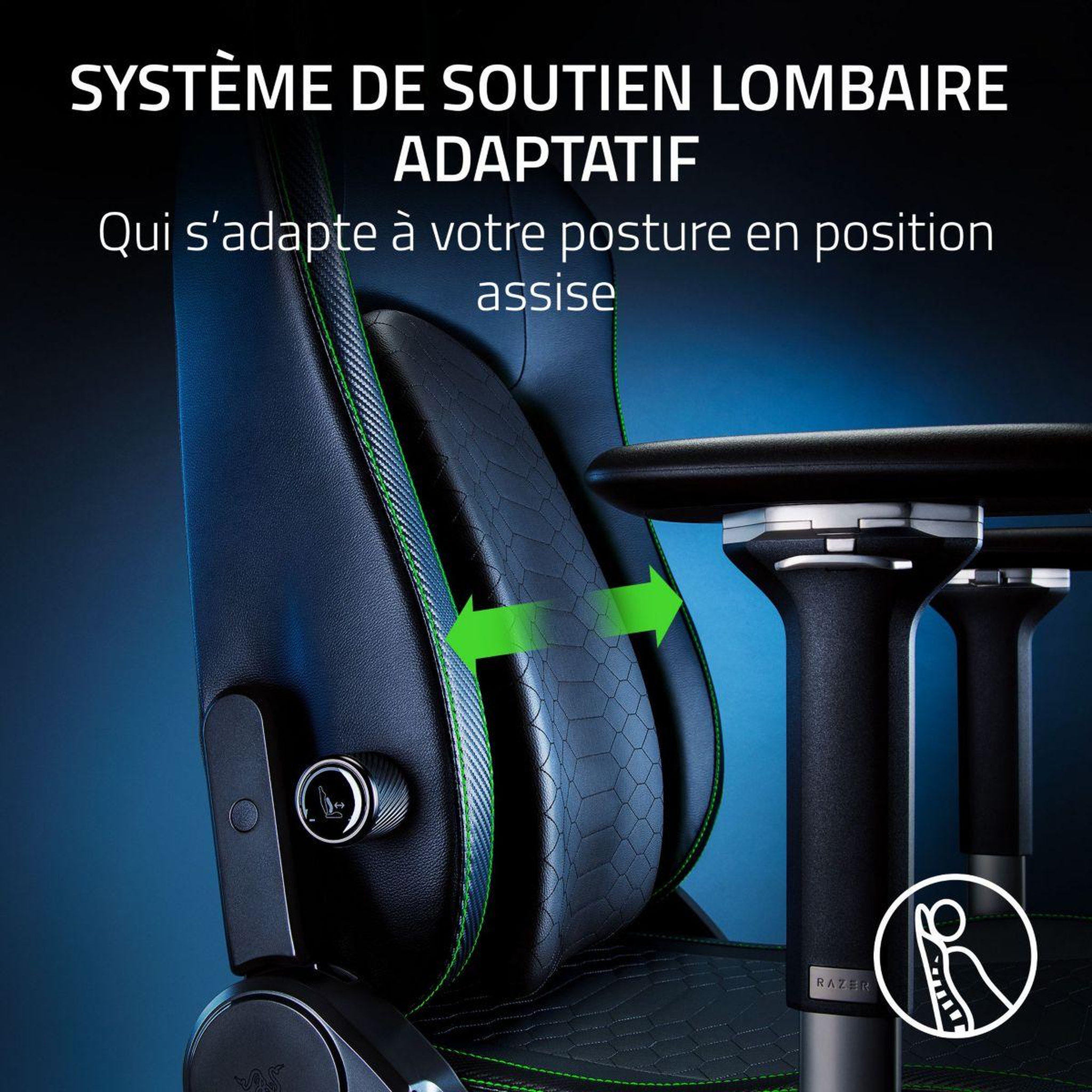 Voir la diapositive 3 : Razer Chaise gaming Iskur V2 Vert