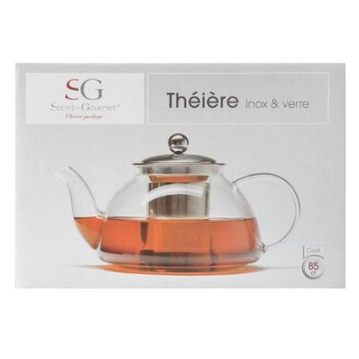 SECRET DE GOURMET Théière en Verre  Bec  21cm Argent