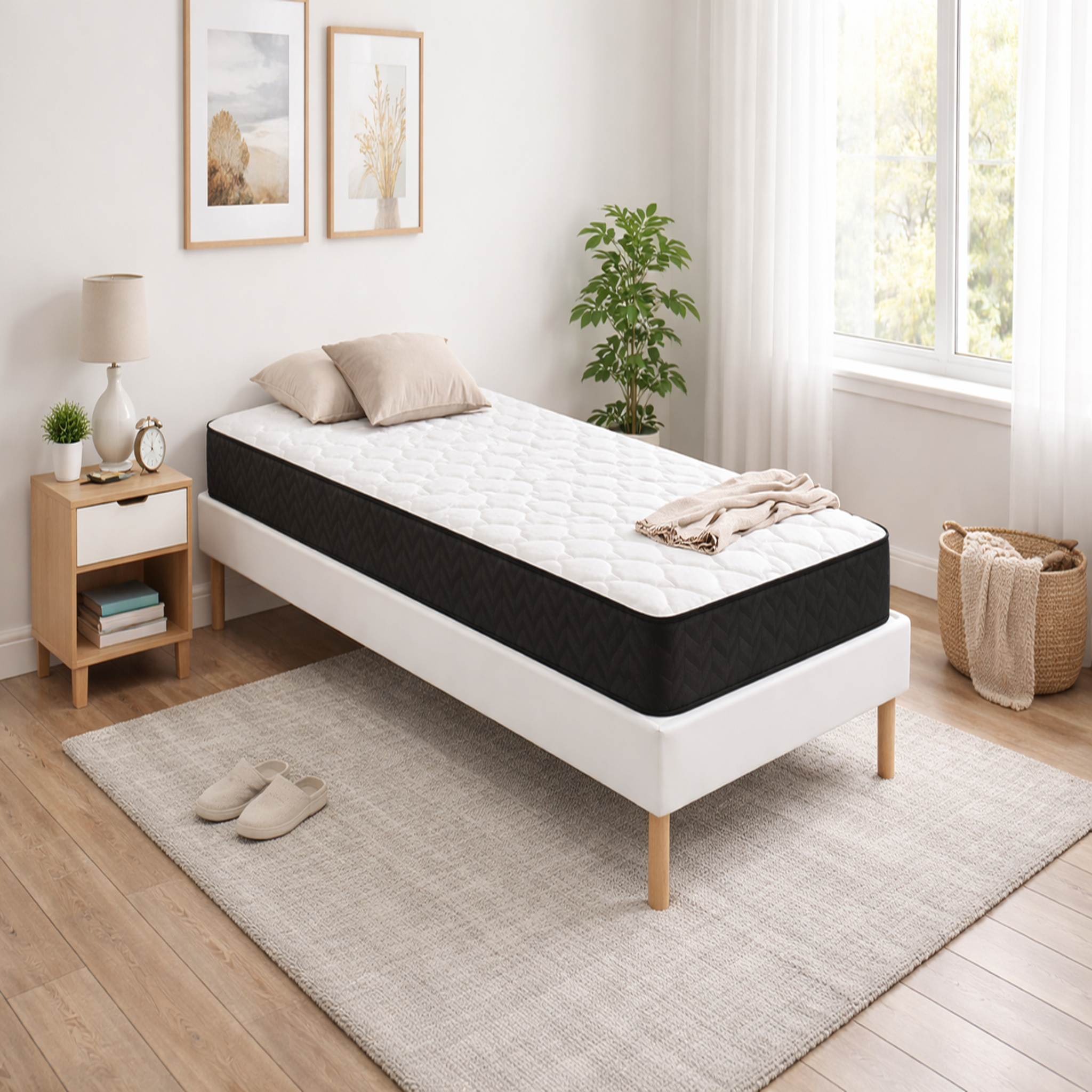 Voir la diapositive 1 : KING OF DREAMS Ensemble Sommier Tapissier et Matelas Latex Accueil Moelleux