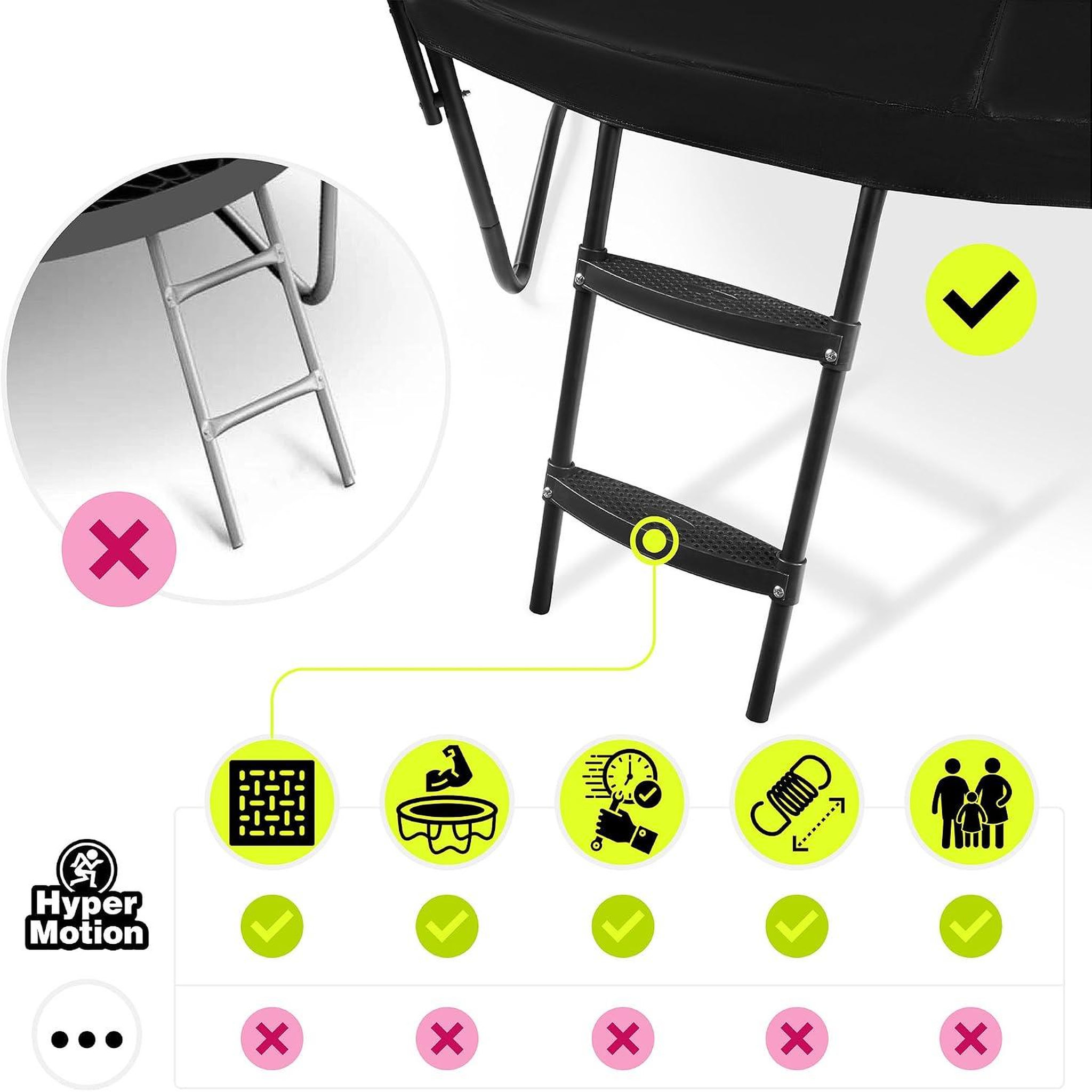Voir la diapositive 2 : HYPERMOTION Trampoline enfant avec filet et échelle - hypermotion
